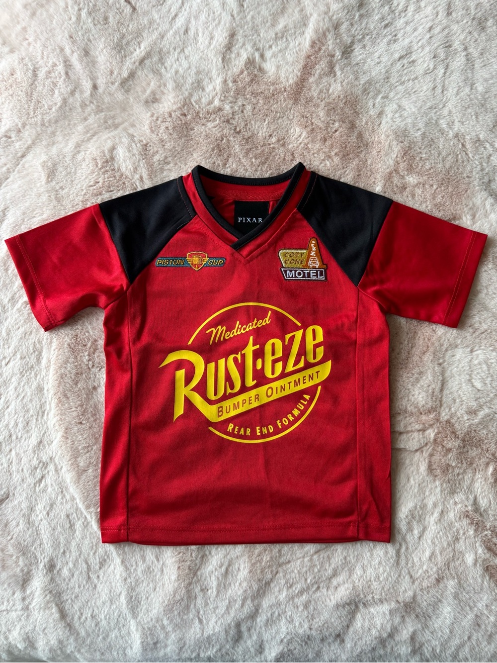 NWT Boxlunch Disney Pixar Cars Movie Rusteze Soccer Jersey Size 2T Red New